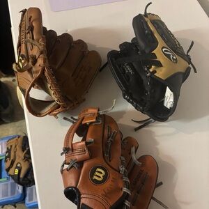 Wilson and Rawlings Kids Baseball Gloves - Brown, Black, Tan